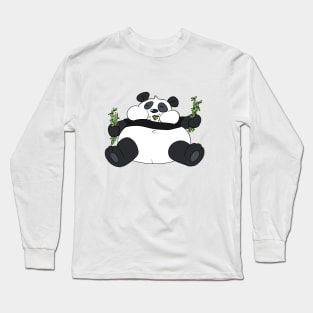 Fatty Panda Eating Bamboo Long Sleeve T-Shirt